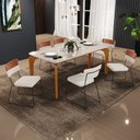 Ver imagem 2 de Mesa Capri 160 Cm Off White com 6 Cadeiras Allana B05 Faixa Couríssimo Camel Linho Cru - Lyam