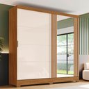 Ver imagem 1 de Guarda-roupa Casal 200cm com Espelho 2 Portas Deslizantes Briz B352 - Nature/off White