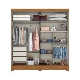 Guarda-roupa Casal 200cm com Espelho 2 Portas Deslizantes Briz B352 - Nature/off White - 4