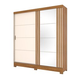 Guarda-roupa Casal 200cm com Espelho 2 Portas Deslizantes Briz B352 - Nature/off White - 3