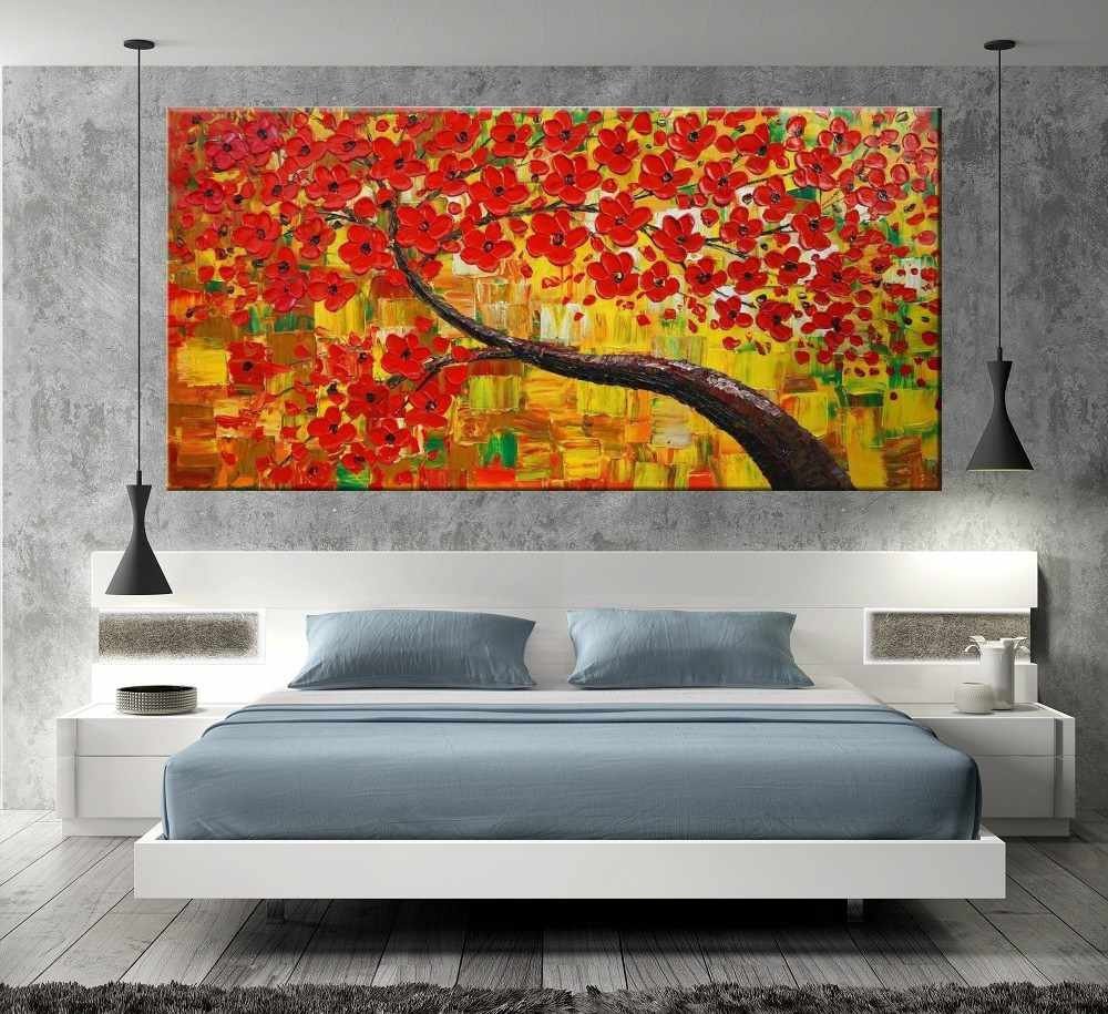 Quadro Pintura Tela Arvores e Flores Modernas Em Altos Relevos 2076: 60cm (A) x 120cm (L) - 5