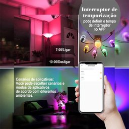 Lampada Smart Led Inteligente App Celular Wifi 10w Rgb Ajustavel Iluminaçao Dimerizaçao Decoraçao Ca - 6