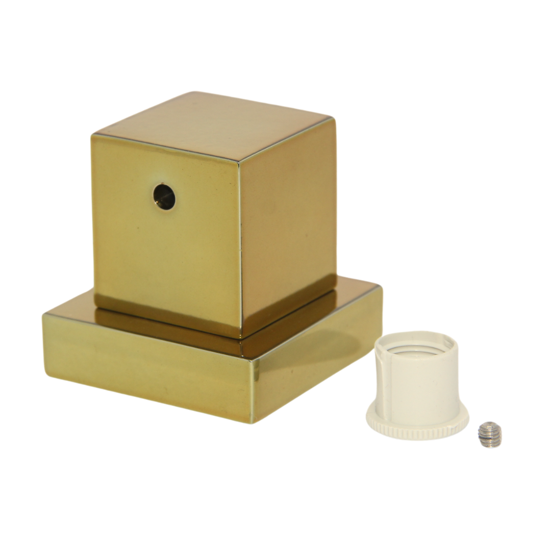 Kit 05 Acabamentos Registro Volante Quadrado Metal Dourado - 6