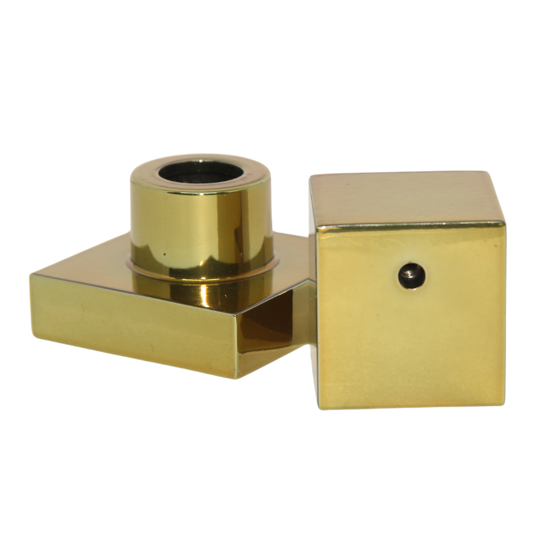 Kit 05 Acabamentos Registro Volante Quadrado Metal Dourado - 5