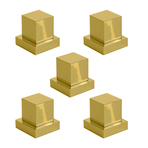 Kit 05 Acabamentos Registro Volante Quadrado Metal Dourado