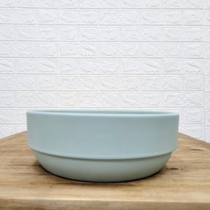 Vaso Baixo Decorativo de Cerâmica Ikebana Verde Fosco