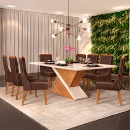 Conjunto Mesa Dj Zafira 2,00x1,00 08 Cadeira Jade 22314.1967016 - 1