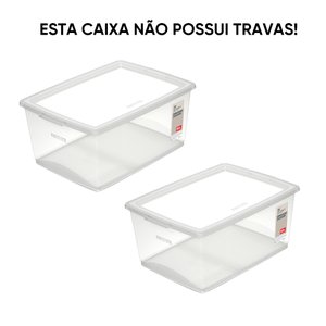 Kit 2 Caixa Organizadora Sem Trava 30 Litros Cristal Ordene