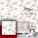 Ver imagem 3 de Papel de Parede Infantil Passarinho Galhos Delicado Lavável Autocolante 3mx50cm
