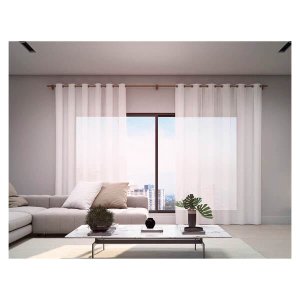 Cortina para Sala Quarto Voil sem Forro 2,80 X 1,70 M Branco com Ilhós