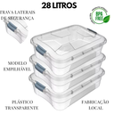 Ver imagem 2 de Caixa Organizadora Multiuso 28 Litros C/ Travas Kit 3 Peças