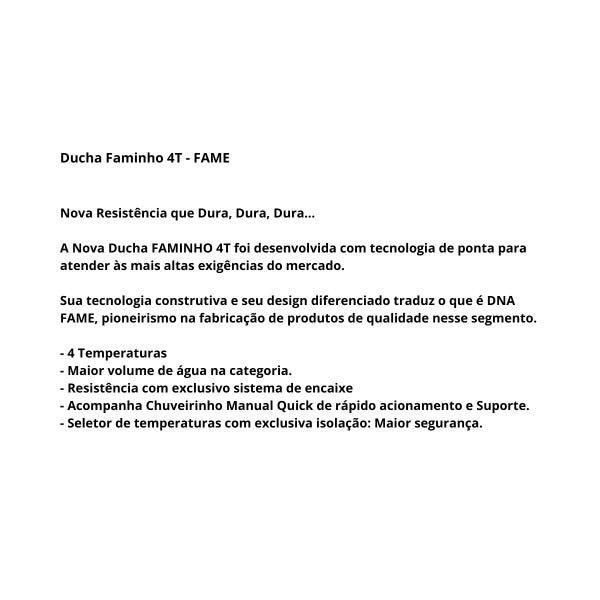 Chuveiro Ducha Fame Faminho 4T BR 220V 6800W - 4