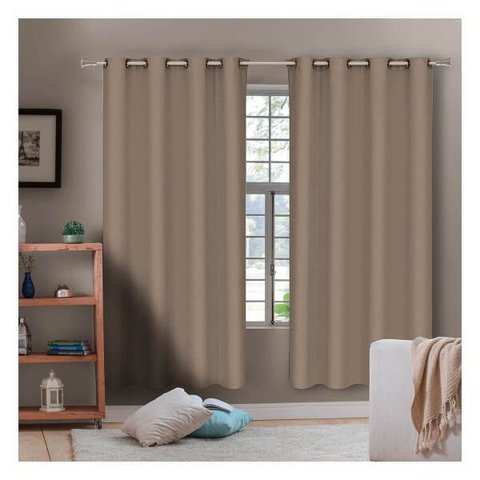 Cortina Para Sala Quarto Rústica Veneza 2,60 x 2,30 m Castor Com Ilhós