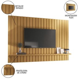 Painel Tv 70 Pol 200cm Suspenso Ripado Link Cinamomo - Hb Móveis - 3