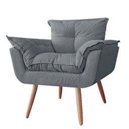 Poltrona Decorativa Opala Platinum Decor Cinza - 1