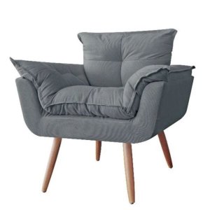 Poltrona Decorativa Opala Platinum Decor Cinza