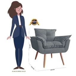 Poltrona Decorativa Opala Platinum Decor Cinza - 4