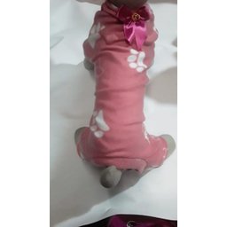MACACÃO PET EM SOFT ROSA ,ESTAMPA PATINHAS , TAM G - 3