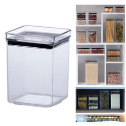 Porta mantimentos grande 1 litro empilhavel hermetico pote quadrado alimentos vintage 1000ml - 2