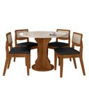 Ver imagem 1 de Mesa com 4 Cadeiras Redonda C/vidro Santorini Fre/off/cor.preto - M.a Freijó/off Premium/corino