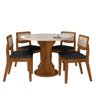 Mesa com 4 Cadeiras Redonda C/vidro Santorini Fre/off/cor.preto - M.a Freijó/off Premium/corino - 1