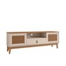 Rack de Sala Para TVs 60 Pol. Pés de Madeira Adams Babus - Off White / Noce TR - 3