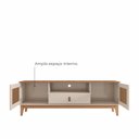 Ver imagem 5 de Rack de Sala Para TVs 60 Pol. Pés de Madeira Adams Babus - Off White / Noce TR