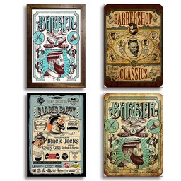Kit com 10 Placas Mdf Quadros Barbearia Decoração 28,7x22cm - 6