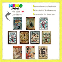 Kit com 10 Placas Mdf Quadros Barbearia Decoração 28,7x22cm - 4