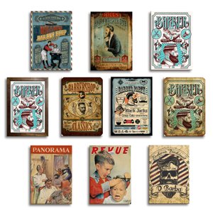 Kit com 10 Placas Mdf Quadros Barbearia Decoração 28,7x22cm