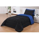 Ver imagem 1 de Kit Edredom Solteiro 4 Peças Pérola Preto/royal