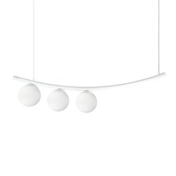 Lustre Pendente Katana Branco 3 Globos Esfera Vidro Branco - 1