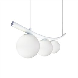 Lustre Pendente Katana Branco 3 Globos Esfera Vidro Branco - 3