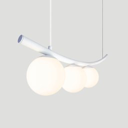 Lustre Pendente Katana Branco 3 Globos Esfera Vidro Branco - 4