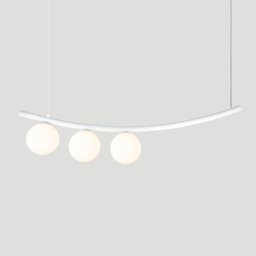 Lustre Pendente Katana Branco 3 Globos Esfera Vidro Branco - 2