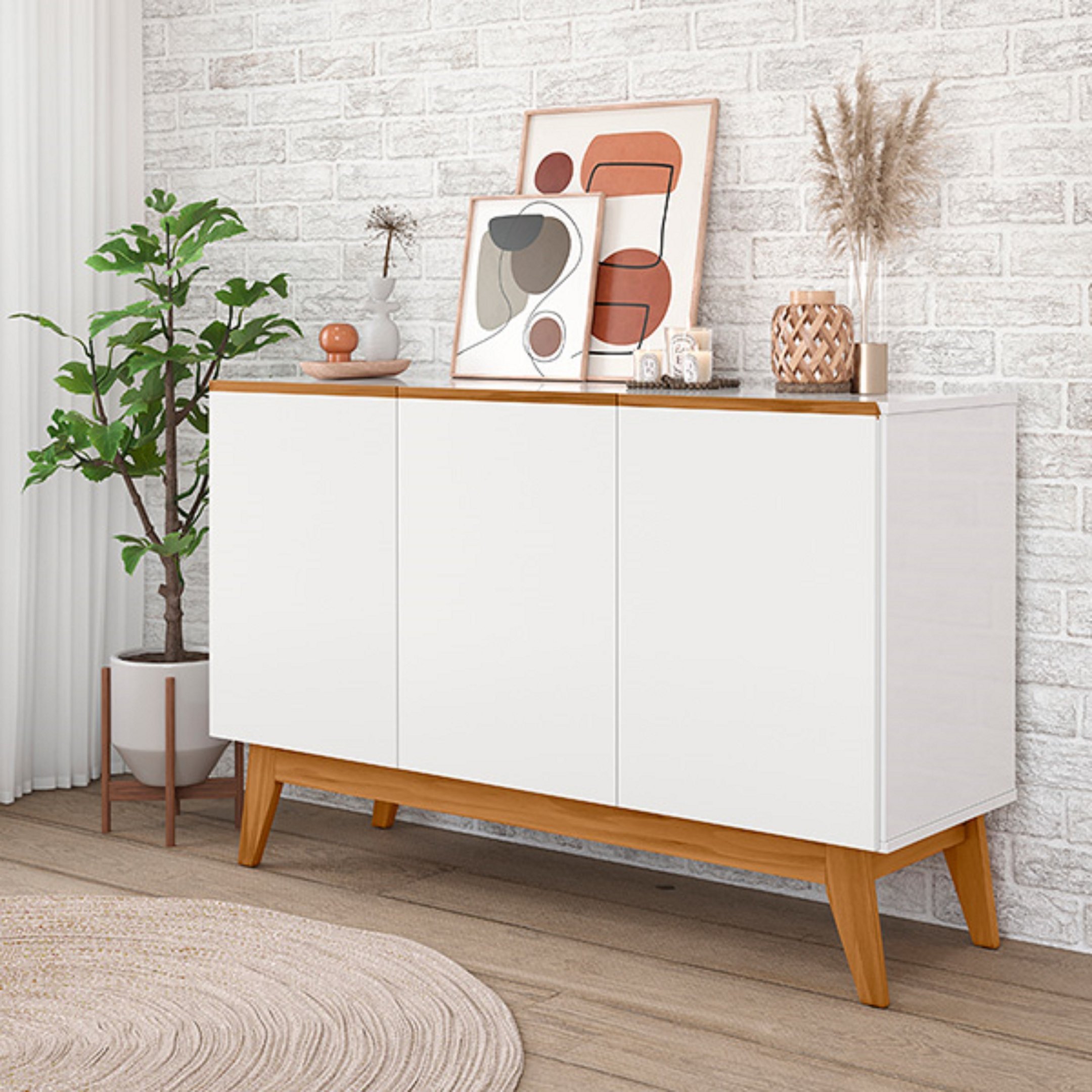 Buffet Ares Lux 3 Portas Branco/nature - Tebarrot - 2