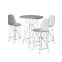 Ver imagem 1 de Jogo Mesa Bistrô Eames Branca 60Cm 3 Banquetas Branca Base Ferro Branco - Cor: Branco