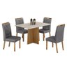 Mesa de Jantar Jade 120x80cm Cinamomo Off White com 4 Cadeiras Lara Veludo Grafite - Valdemóveis - 1