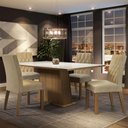 Ver imagem 1 de Conjunto Sala de Jantar Mesa Tampo de Vidro 4 Cadeiras Rustic/branco/imperial Aryeli Madesa