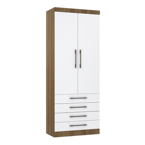 Guarda Roupa Dormitório Modulado Paris Módulo 2 Portas 4 Gavetas - Luciane 326:Avelã e Branco