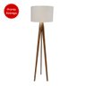 Luminária Abajur de Chão Coluna Tripé Wels Acabamento Cedro Cúpula Tecido Cru - 3