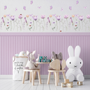 Ver imagem 5 de Kit Adesivo Meia Parede Efeito Ripado + Adesivo Jardim Floral Divertido Decoração para Quartos