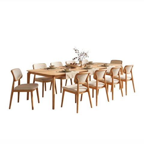 Mesa de Jantar Andaluz com 10 Cadeiras Pollo Linho Mescla Bege