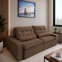 Ver imagem 1 de Sofá Retrátil Premium 2,90m Molas Ensacadas Veludo Marrom Conforto Superior Máximo