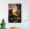 Quadro Arquétipo Sereia Negra 24x18cm - com Vidro:madeira Branca - 1
