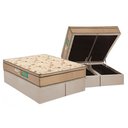 Ver imagem 1 de Cama Box Baú Queen: Colchão Espuma D33 Polar Pérola Euro Pillow + Base CRC Suede Clean(158x198)