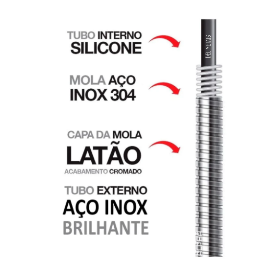 Torneira com Filtro Gourmet Cozinha Bancada 1/4 Volta Flexível + 02 Refil Extra Del Metais - 4