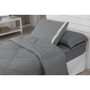 Ver imagem 3 de Kit Edredom Solteiro Dupla Face Aconchego 04 Peças- Cinza