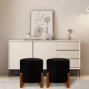 Ver imagem 1 de Kit 2 Puffs Banquetas Thor Pés de Madeira Maciça Veludo:preto