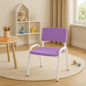 Kit 9 Cadeira Iso Infantil Creche, Escola Base Branco Lilas